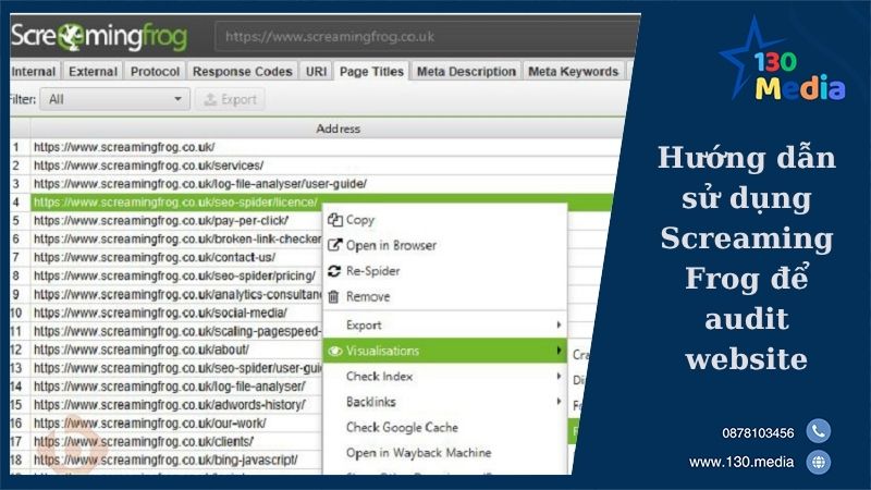 Hướng dẫn sử dụng Screaming Frog để audit website