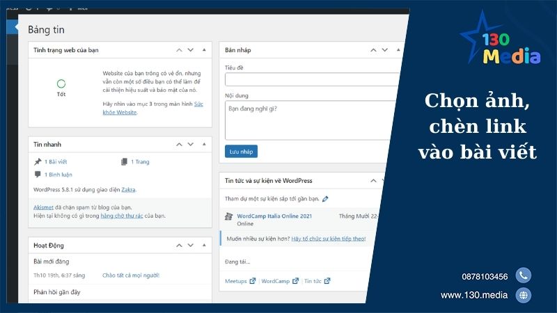 Chọn ảnh, chèn link vào bài viết
